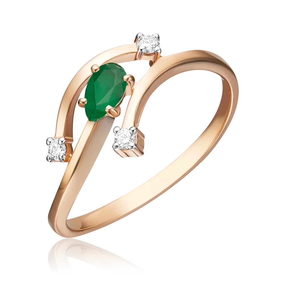 Кольцо из красного золота с изумрудом и бриллиантами 01-0767-00-106-1110-30