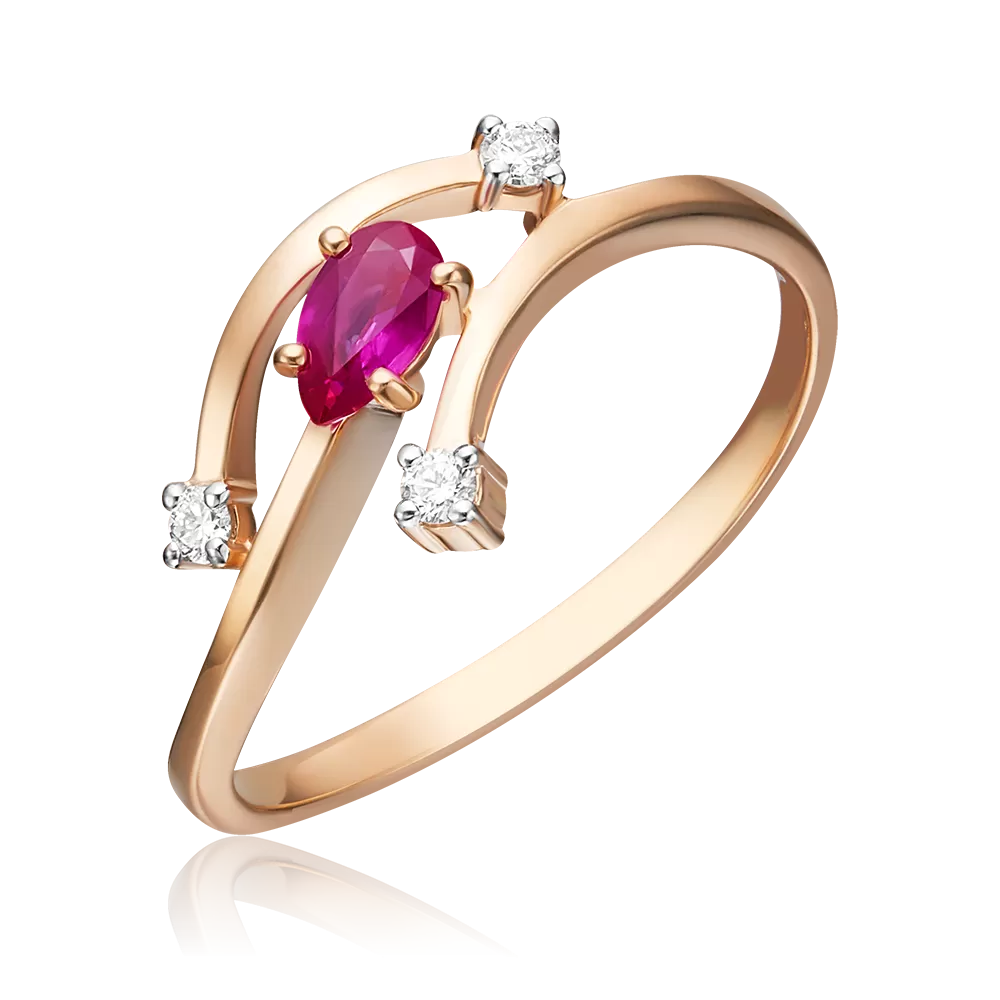 Кольцо из красного золота с рубином и бриллиантами 01-0767-00-107-1110-30