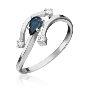 Кольцо из белого золота с сапфиром и бриллиантами 01-0768-00-105-1120-30