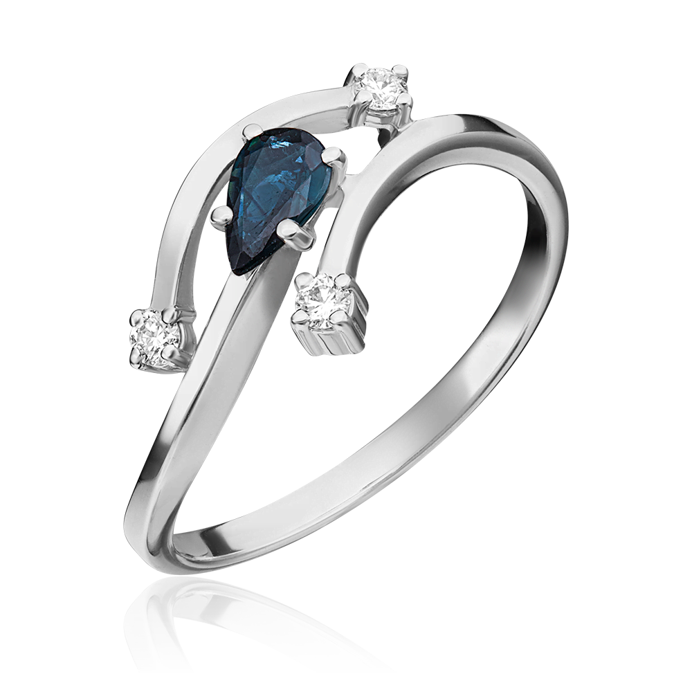 Кольцо из белого золота с сапфиром и бриллиантами 01-0768-00-105-1120-30