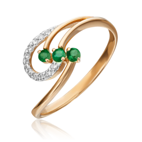 Кольцо из красного золота с изумрудами и бриллиантами 01-0773-00-106-1110-30