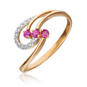 Кольцо из красного золота с рубинами и бриллиантами 01-0773-00-107-1110-30