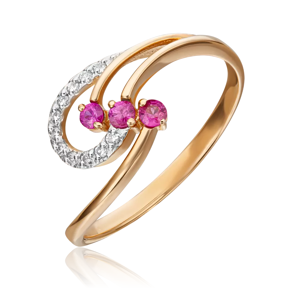 Кольцо из красного золота с рубинами и бриллиантами 01-0773-00-107-1110-30