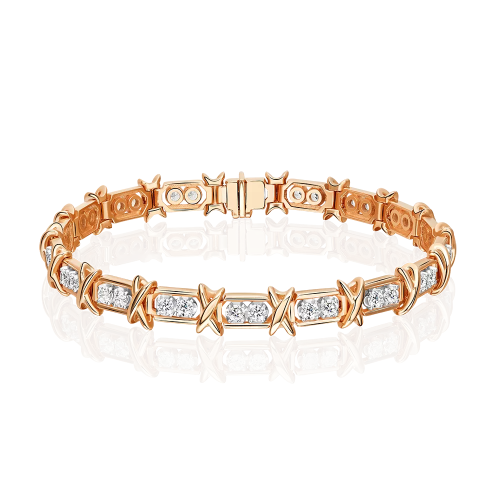 Браслет из комбинированного золота с фианитами 05-0855-00-401-1111