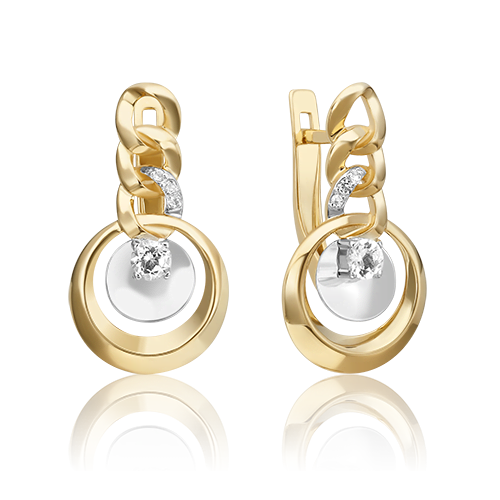 Серьги «Энергия» из комбинированного золота с натуральными топазами white 02-4832-00-201-1121