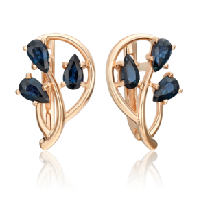 Серьги с английским замком из красного золота с сапфирами 02-0472-00-102-1110-30