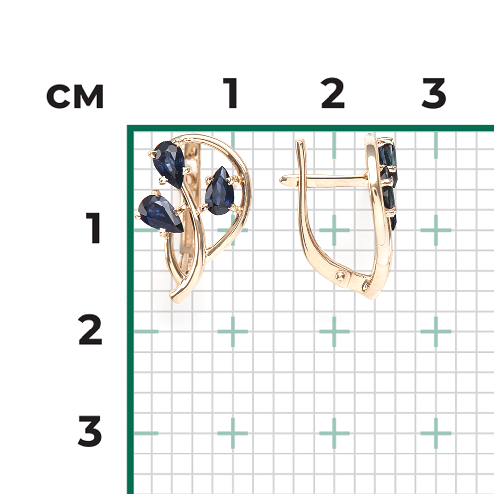 Серьги с английским замком из красного золота с сапфирами 02-0472-00-102-1110-30