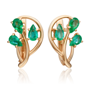 Серьги с английским замком из красного золота с изумрудами 02-0472-00-103-1110-30
