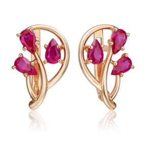 Серьги с английским замком из красного золота с рубинами 02-0472-00-104-1110-30