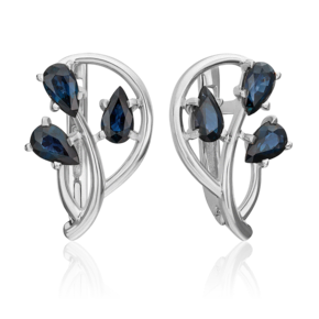 Серьги с английским замком из белого золота с сапфирами 02-0473-00-102-1120-30