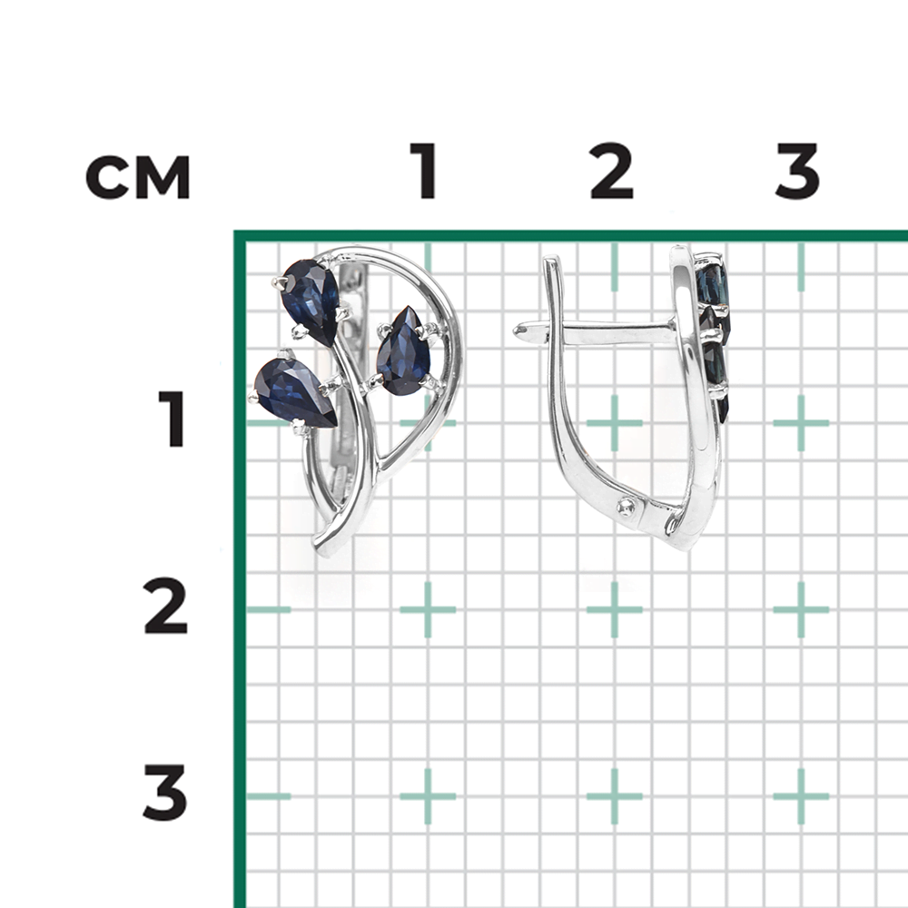 Серьги с английским замком из белого золота с сапфирами 02-0473-00-102-1120-30