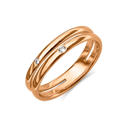 Обручальное кольцо из красного золота с бриллиантами 01-1104-00-101-1110-30