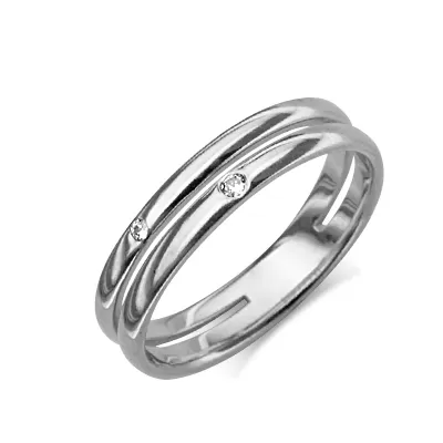 Обручальное кольцо из белого золота с бриллиантами 01-1105-00-101-1120-30