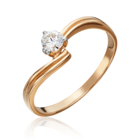Помолвочное кольцо из красного золота с бриллиантом 01-1106-00-101-1110-30