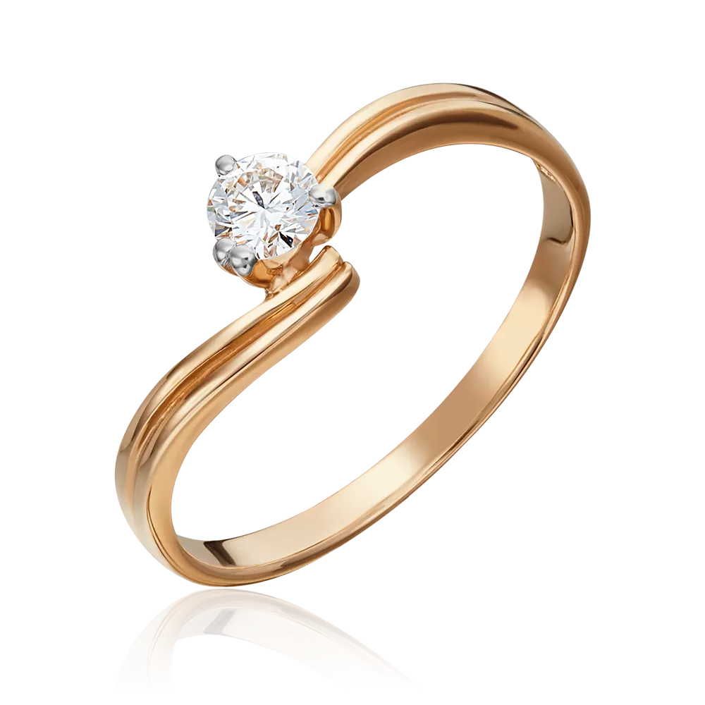 Помолвочное кольцо из красного золота с бриллиантом 01-1106-00-101-1110-30
