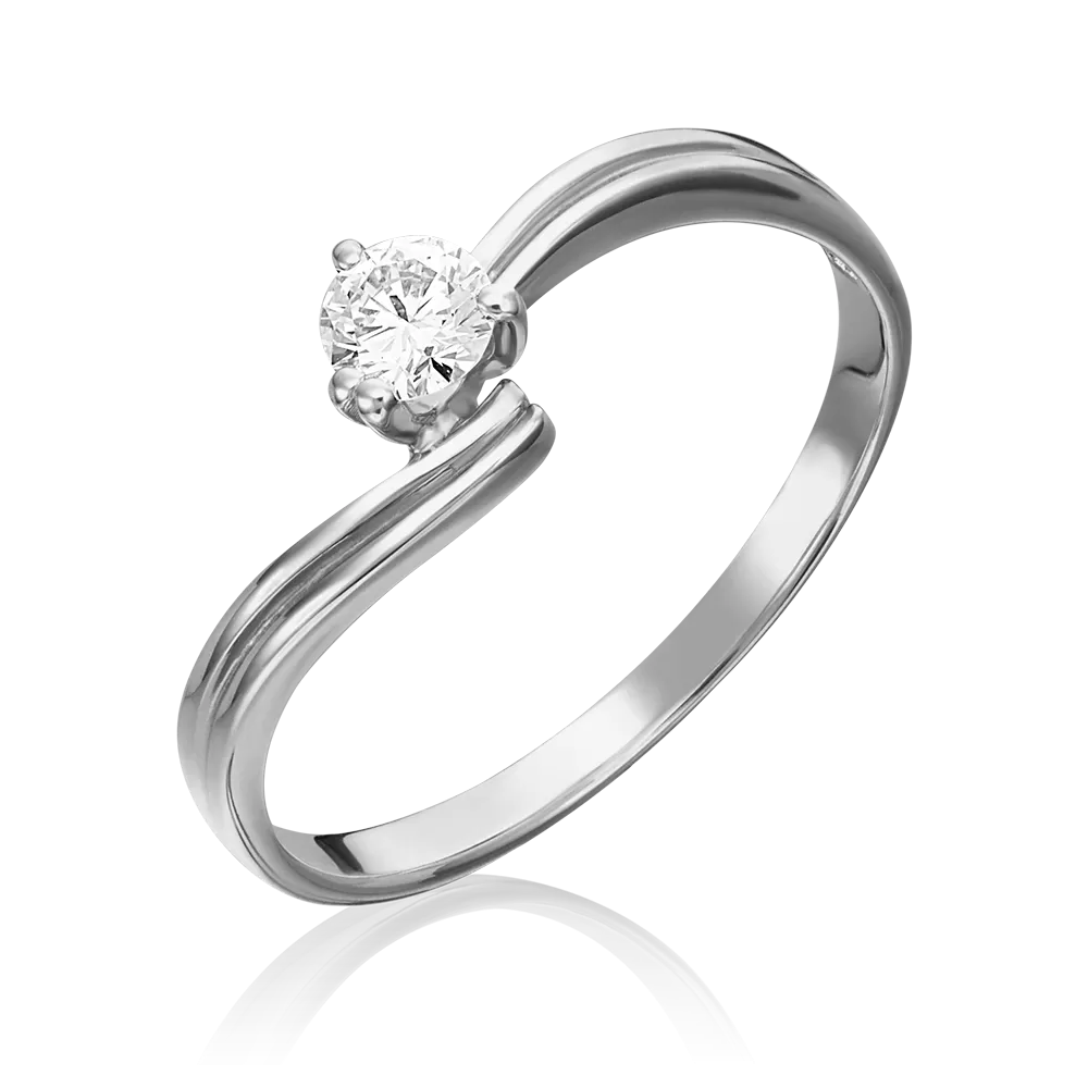 Помолвочное кольцо из белого золота с бриллиантом 01-1107-00-101-1120-30