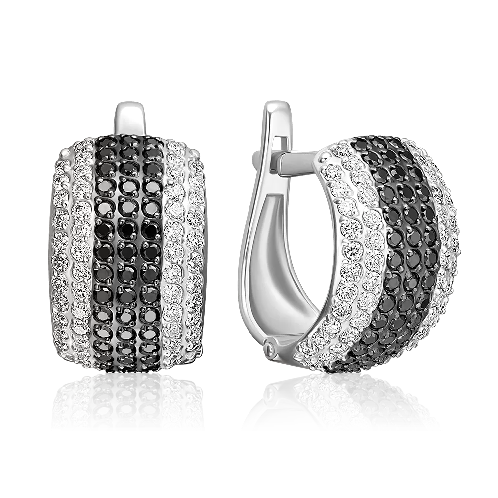 Серьги с английским замком из белого золота с бриллиантами 02-0955-00-108-1120-30