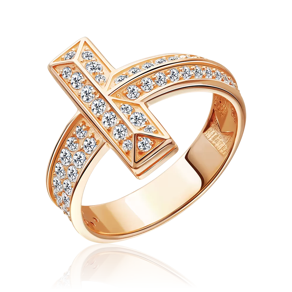 Кольцо из красного золота с фианитами 01-5918-00-401-1110