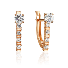 Серьги с английским замком из красного золота с фианитами 02-5629-00-401-1110