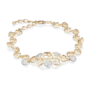 Браслет «Листья» из лимонного золота с фианитами