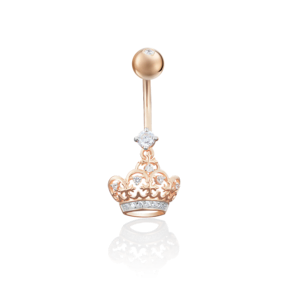 Пирсинг в пупок «Корона» из красного золота с фианитами 06-3318-00-401-1110-03