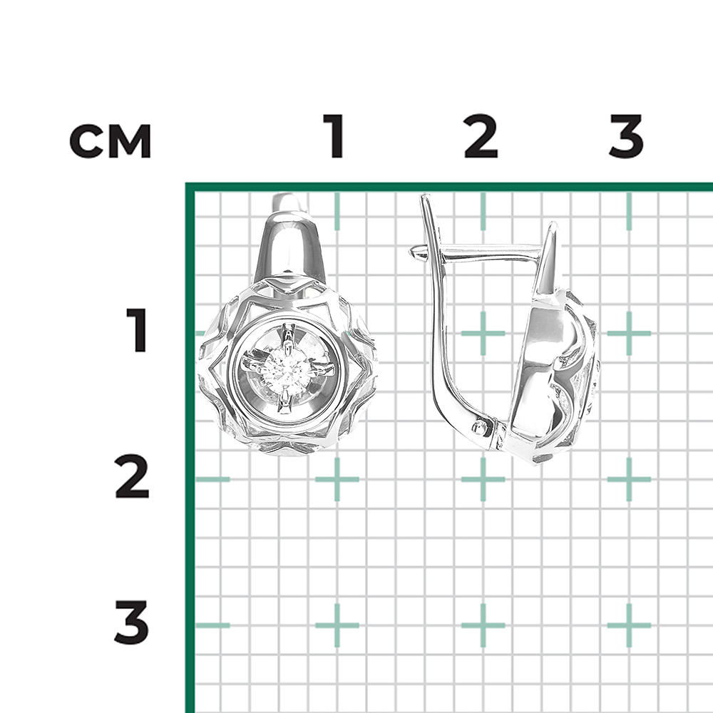 Серьги с английским замком из белого золота с бриллиантом 02-5252-00-101-1120