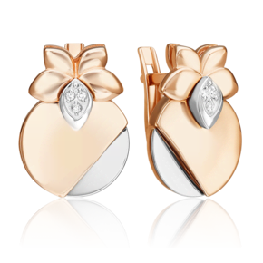 Серьги с английским замком из комбинированного золота с бриллиантами 02-5017-00-101-1111