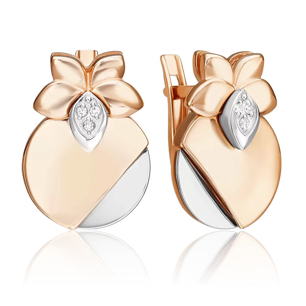 Серьги с английским замком из комбинированного золота с бриллиантами 02-5017-00-101-1111