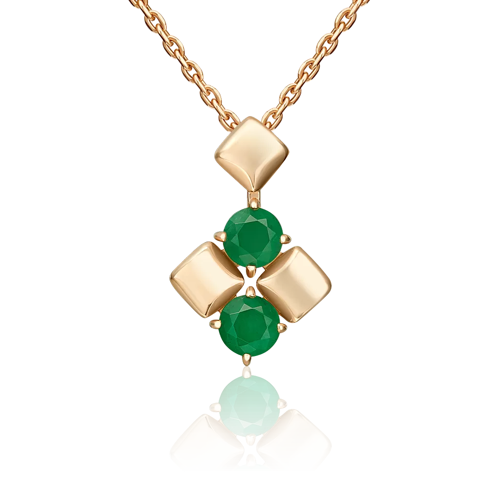 Подвеска из красного золота с изумрудами 03-3619-00-103-1110