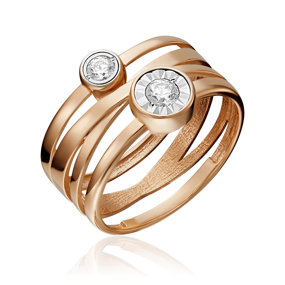 Кольцо из комбинированного золота с фианитами 01-5338-00-501-1111-38