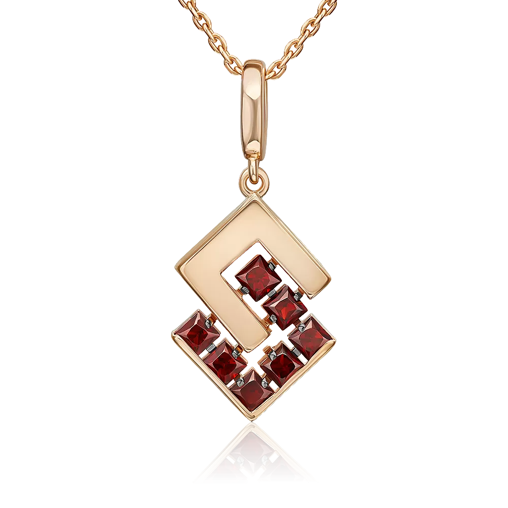 Подвеска из красного золота с гранатами 03-3589-00-204-1110