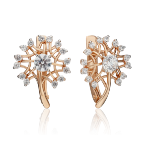 Серьги «Одуванчики» с английским замком из красного золота с фианитами 02-4552-00-501-1110-38