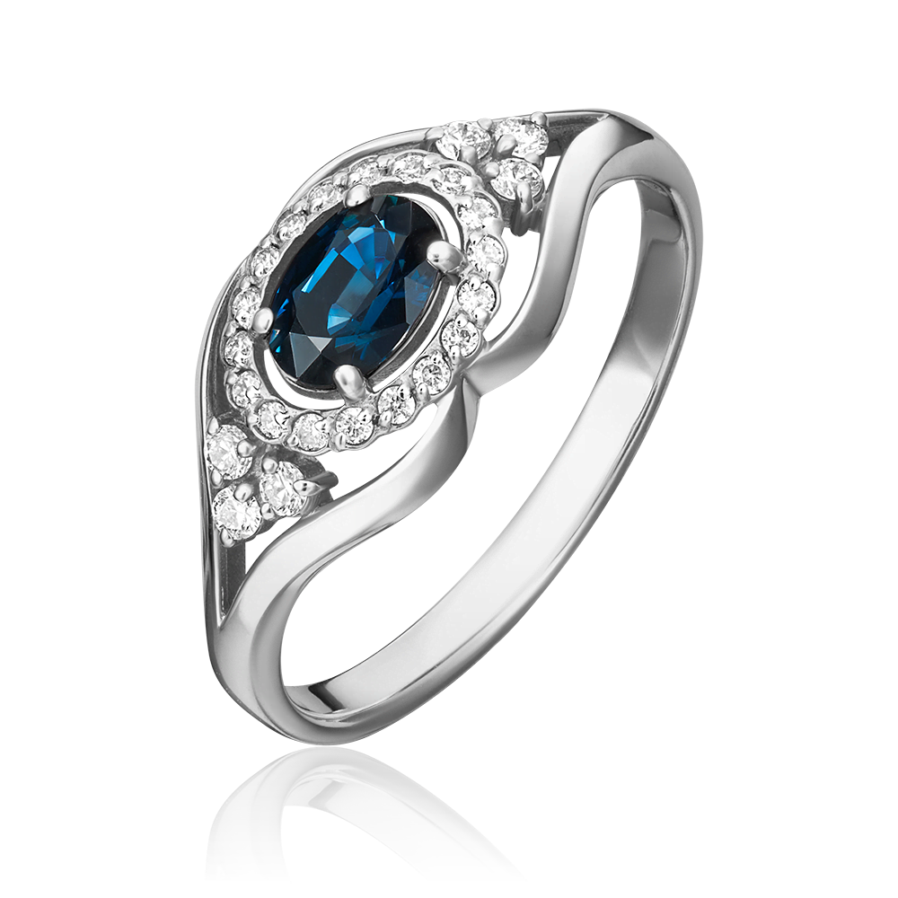 Кольцо из белого золота с сапфиром и бриллиантами 01-1308-00-105-1120-30