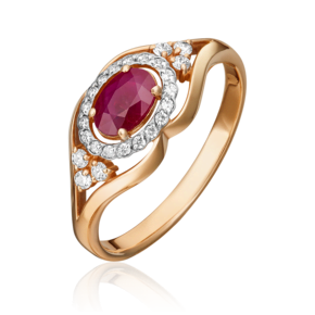 Кольцо из красного золота с рубином и бриллиантами 01-1307-00-107-1110-30