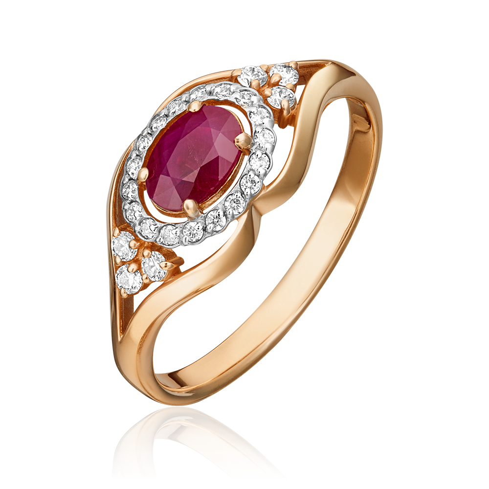 Кольцо из красного золота с рубином и бриллиантами 01-1307-00-107-1110-30