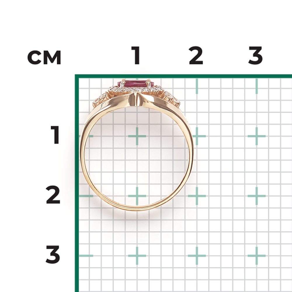 Кольцо из красного золота с рубином и бриллиантами 01-1307-00-107-1110-30