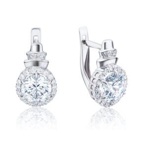 Серьги с английским замком из белого золота с фианитами 02-3030-00-501-1120-38