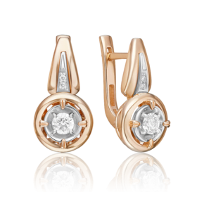 Серьги с английским замком из комбинированного золота с бриллиантами 02-5276-00-101-1111