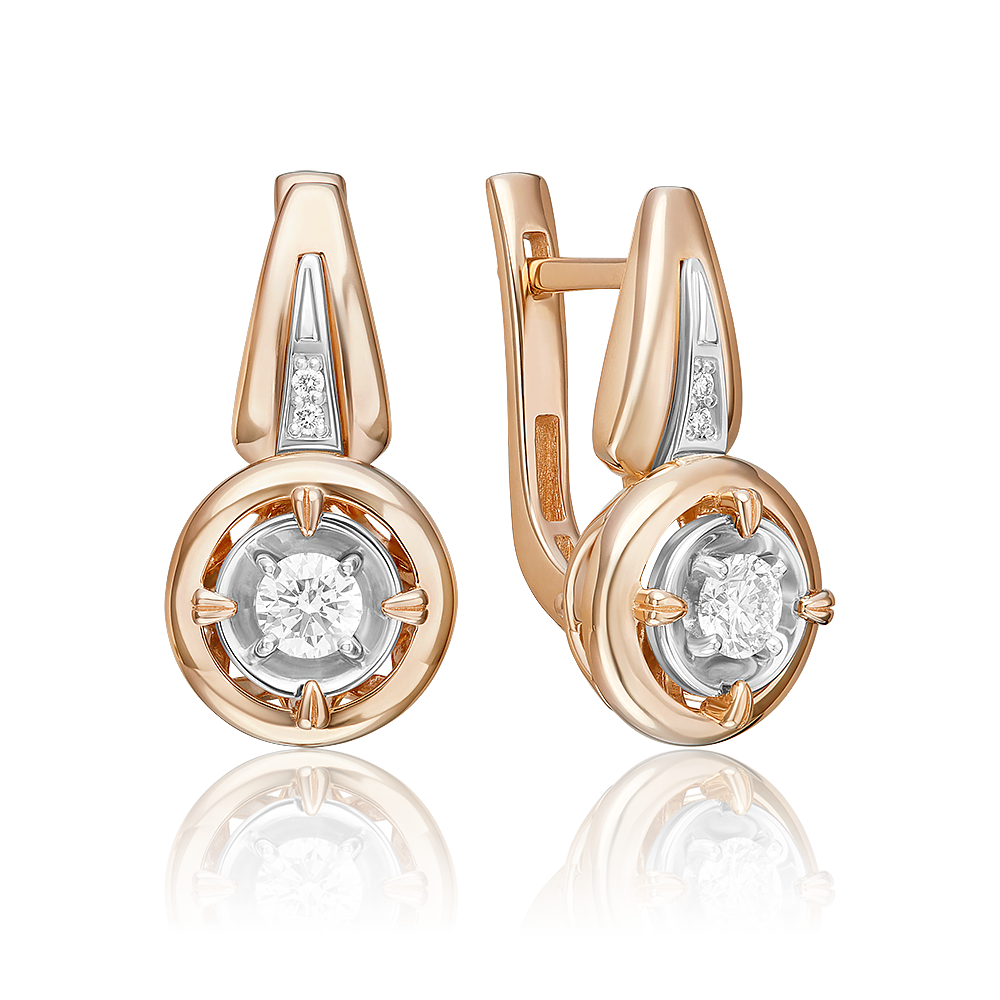 Серьги с английским замком из комбинированного золота с бриллиантами 02-5276-00-101-1111