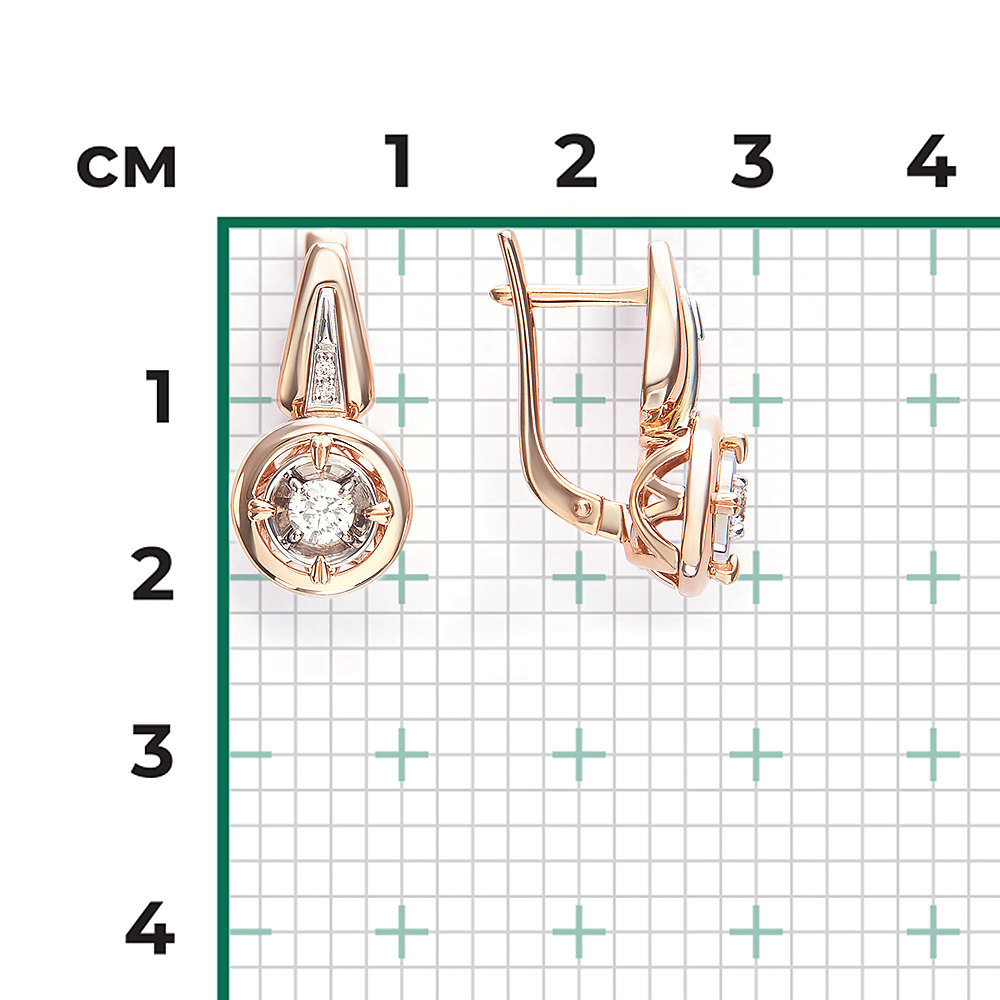 Серьги с английским замком из комбинированного золота с бриллиантами 02-5276-00-101-1111