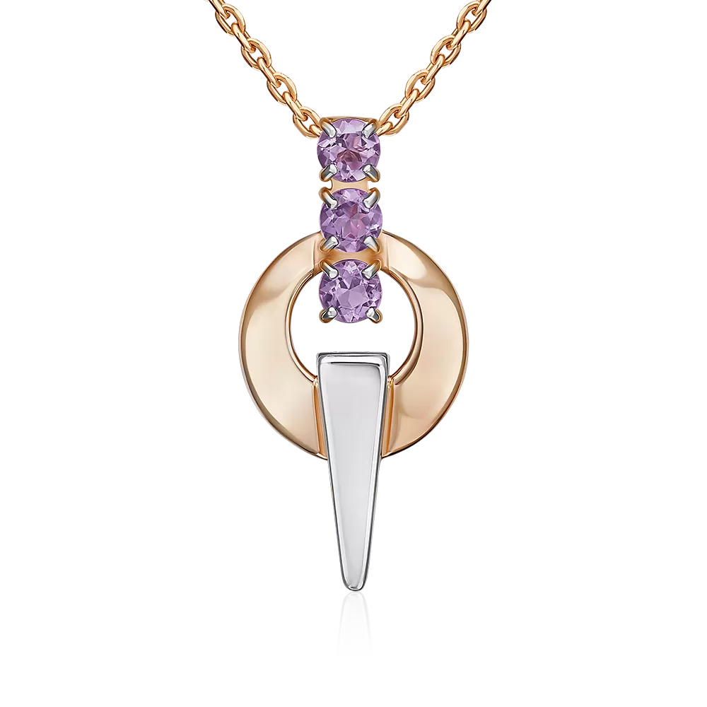 Подвеска из комбинированного золота с аметистами 03-3575-00-203-1111