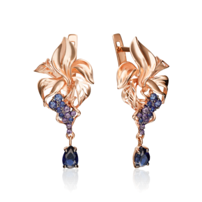 Серьги с английским замком из красного золота с фианитами 02-3873-01-404-1110-48