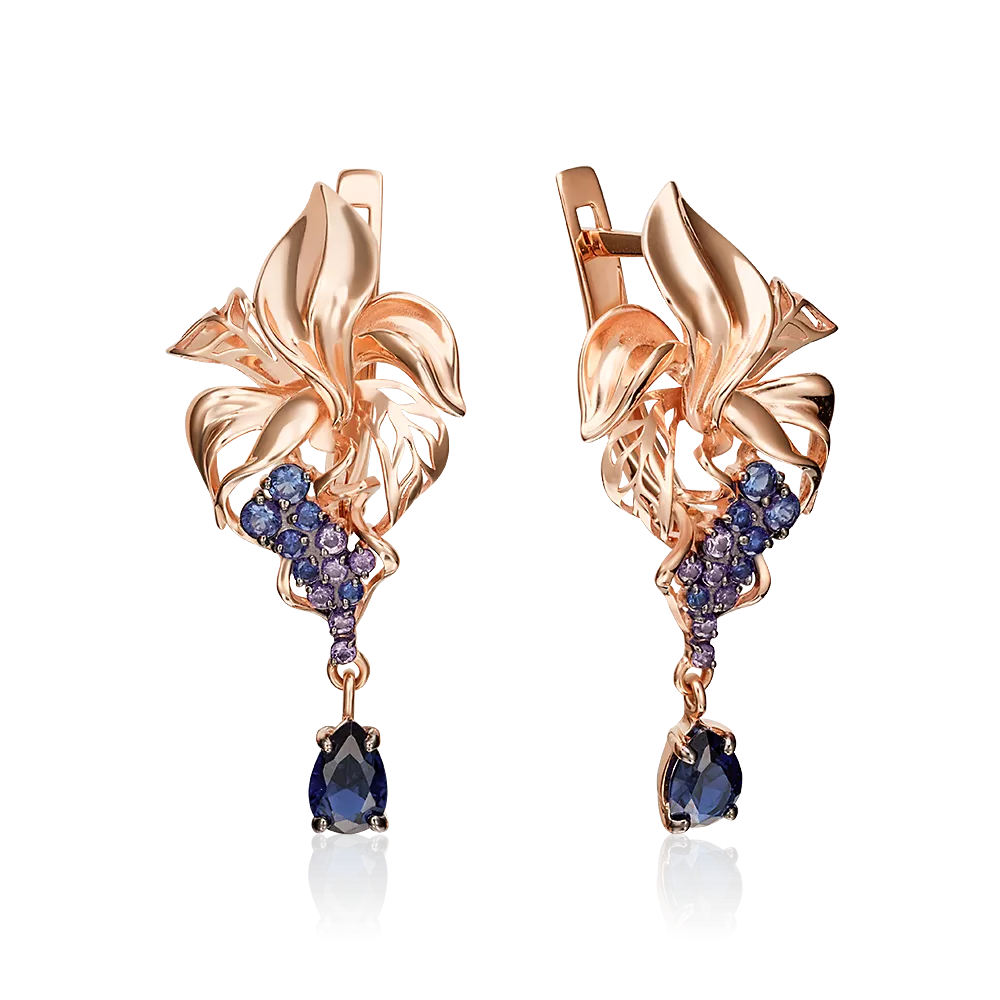 Серьги с английским замком из красного золота с фианитами 02-3873-01-404-1110-48