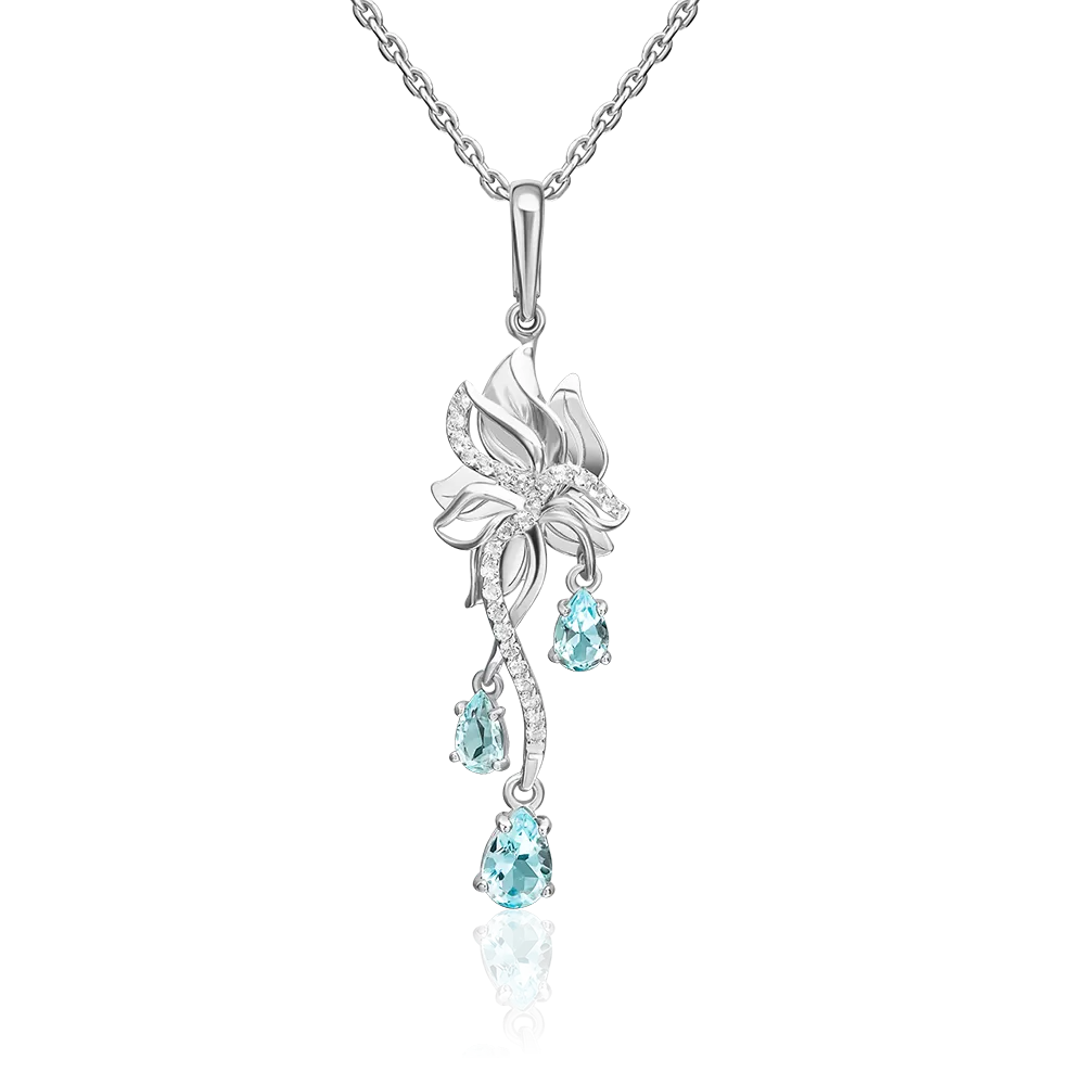 Подвеска из белого золота с топазами и натуральными топазами white 03-3682-00-201-1120