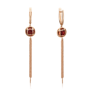 Серьги с английским замком из красного золота с гранатом 02-4505-00-204-1110-46