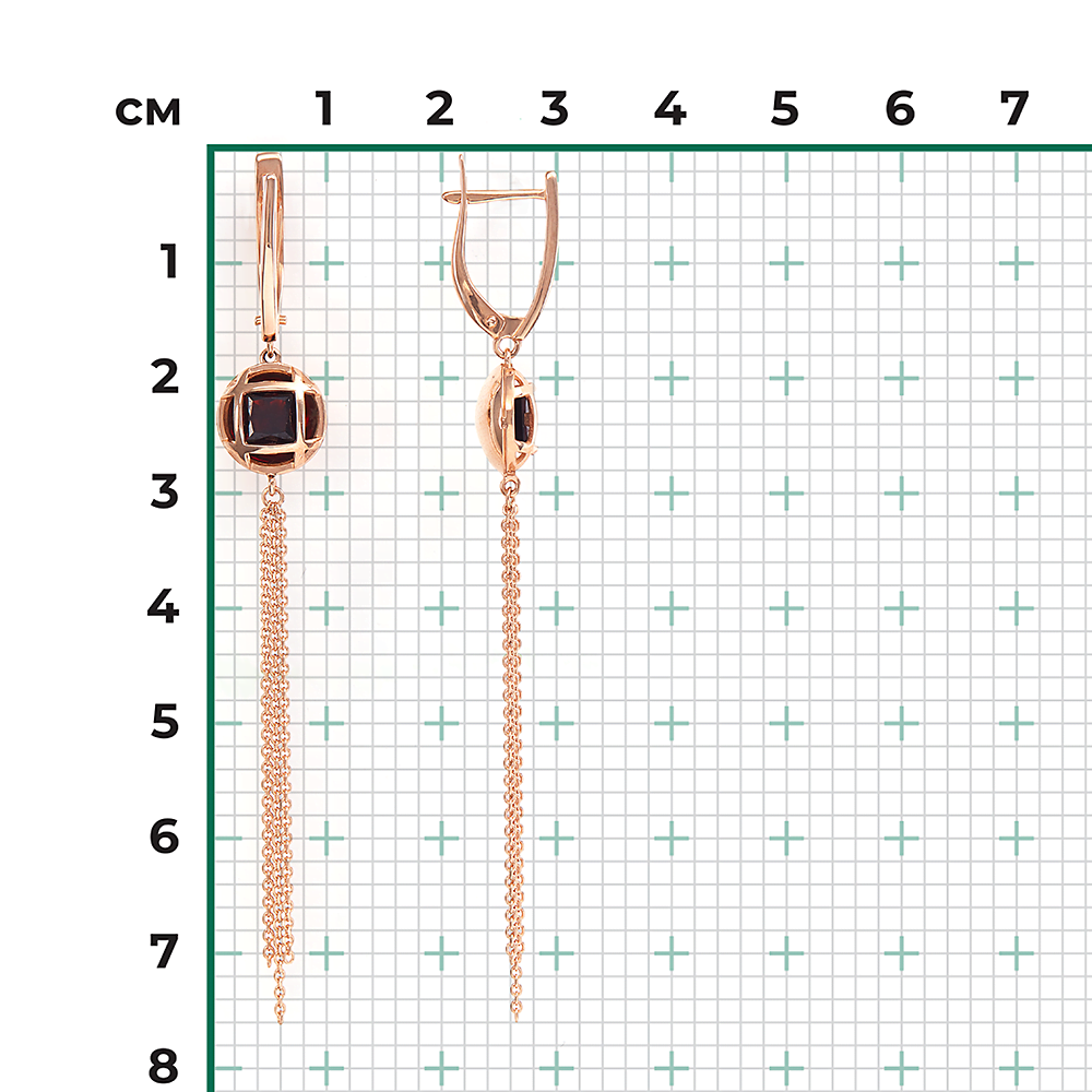 Серьги с английским замком из красного золота с гранатом 02-4505-00-204-1110-46