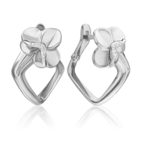 Серьги с английским замком из белого золота с бриллиантами 02-5000-00-101-1120