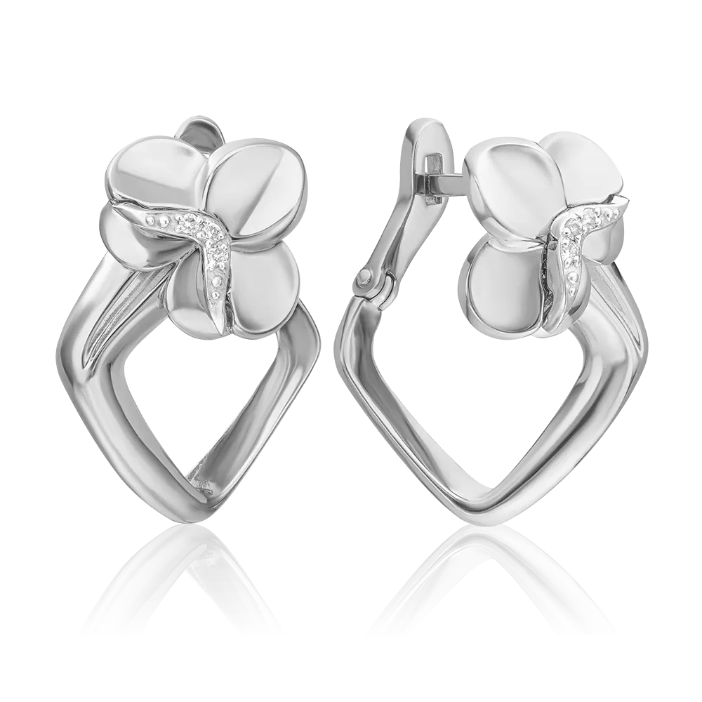 Серьги с английским замком из белого золота с бриллиантами 02-5000-00-101-1120