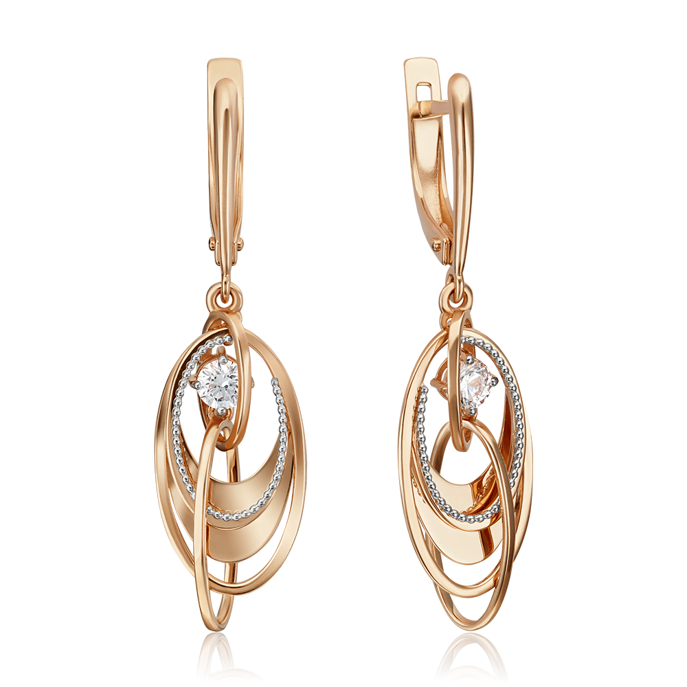 Серьги с английским замком из комбинированного золота с фианитом 02-4422-00-501-1111-38