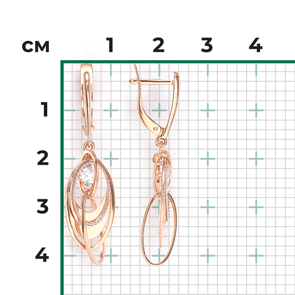 Серьги с английским замком из комбинированного золота с фианитом 02-4422-00-501-1111-38